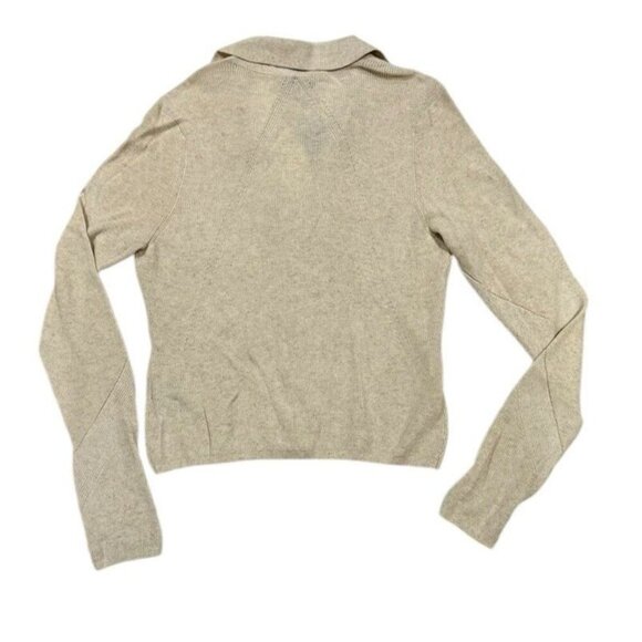 Rag & Bone Sz M Sweater Dina Button Up Light Wt Knit Spread Collar Beige classic - Picture 4 of 6